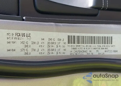 2017 Jeep Grand Cherokee Limited 4X4 из США, поврежденный, VIN 1C4RJFBGXHC964021